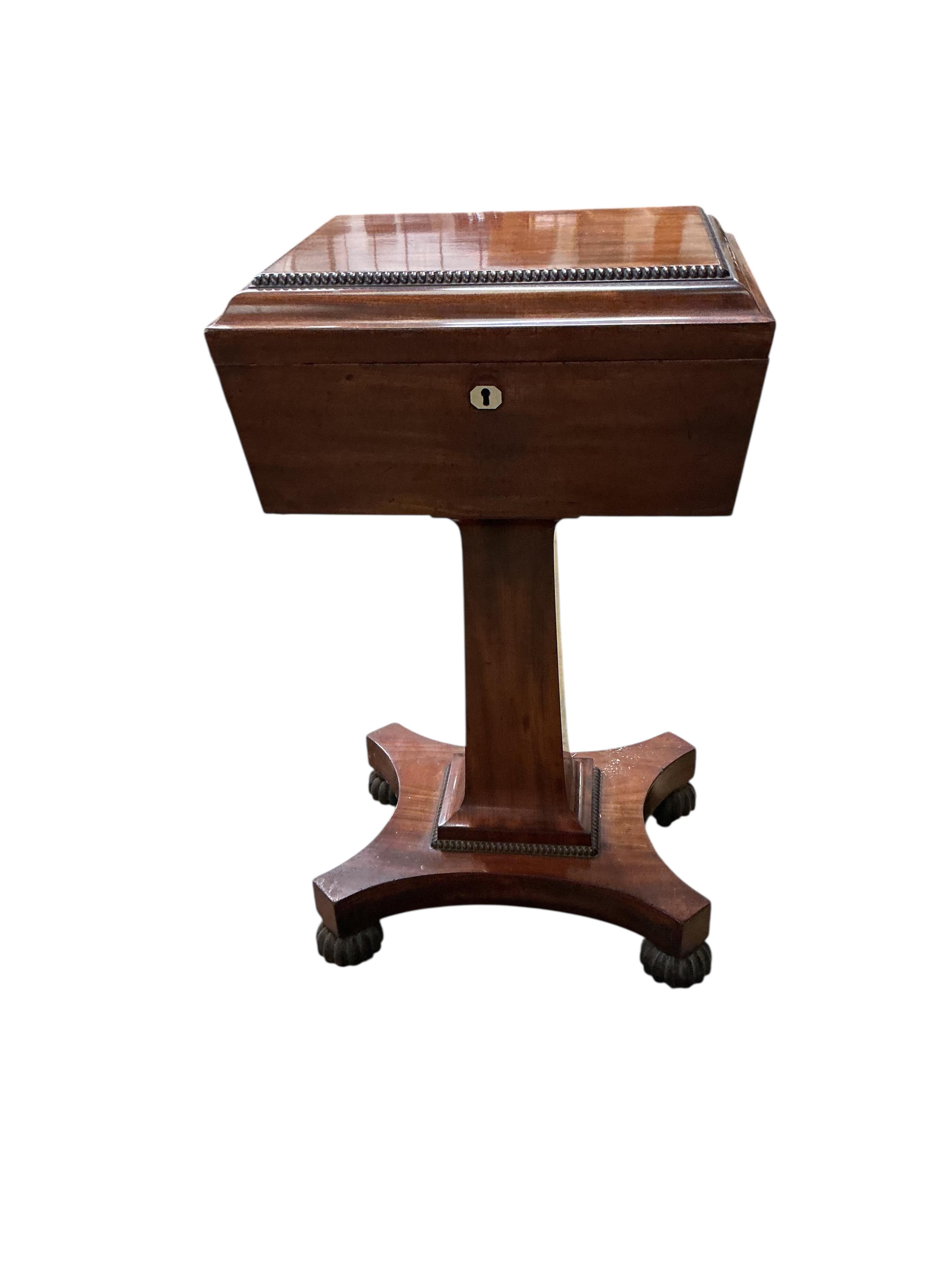 A Regency mahogany teapoy, width 41cm, depth 33cm, height 73cm